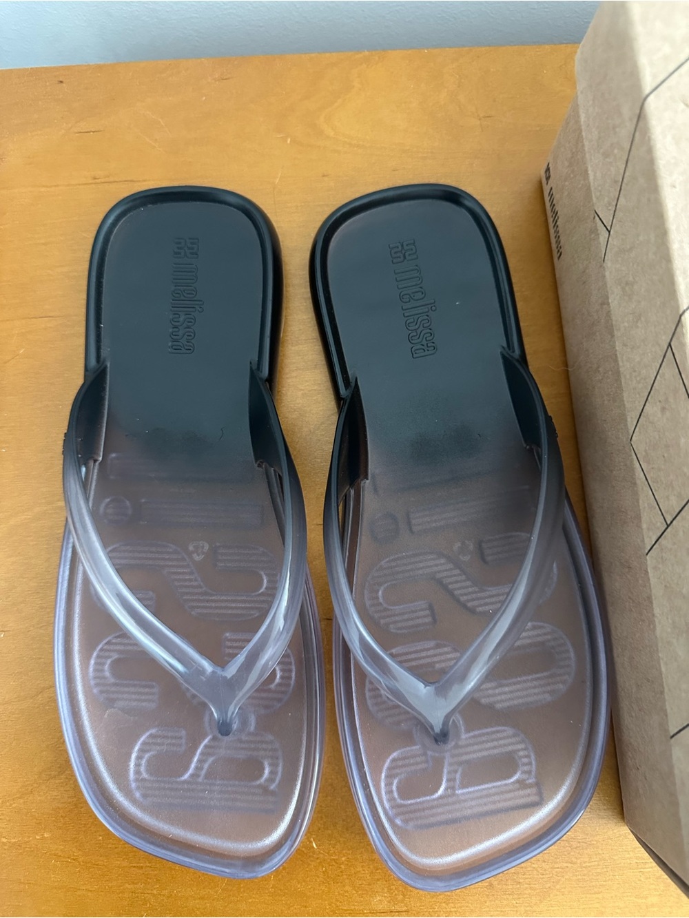 Melissa Black and Clear Gradient Jelly Thong Sandals